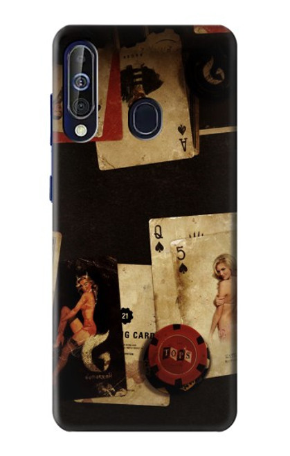 W1069 Old Vintage Sexy Poker Hard Case and Leather Flip Case For Samsung Galaxy A60