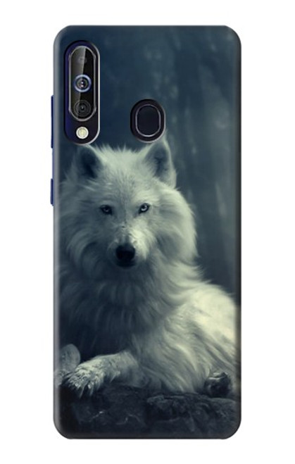 W1516 White Wolf Hard Case and Leather Flip Case For Samsung Galaxy A60