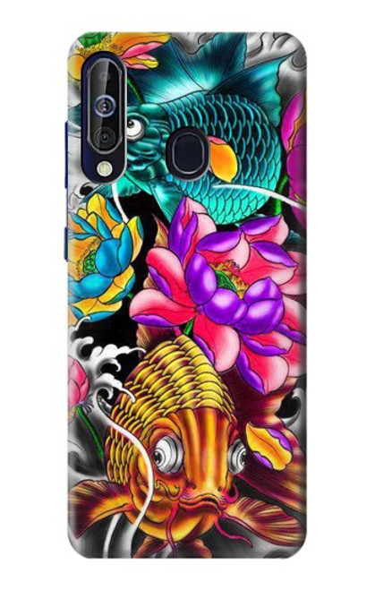 W1630 Fish Japanese Oriental Tattoo Hard Case and Leather Flip Case For Samsung Galaxy A60