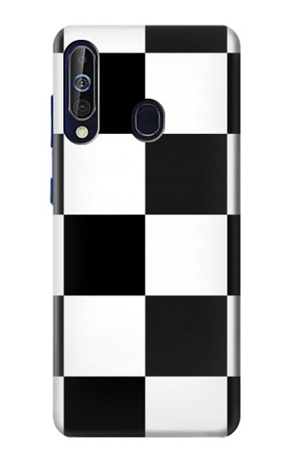 W2492 Black and White Check Hard Case and Leather Flip Case For Samsung Galaxy A60