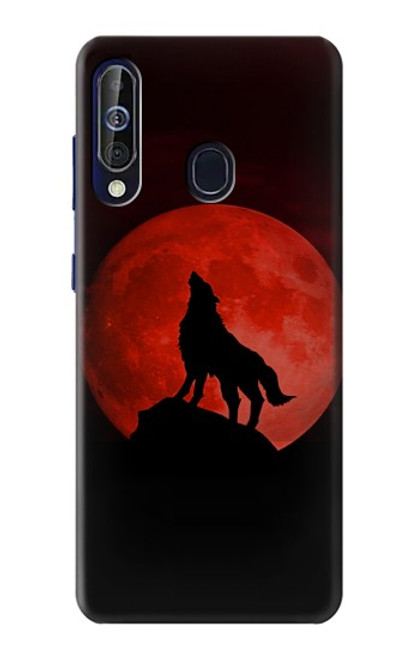 W2955 Wolf Howling Red Moon Hard Case and Leather Flip Case For Samsung Galaxy A60