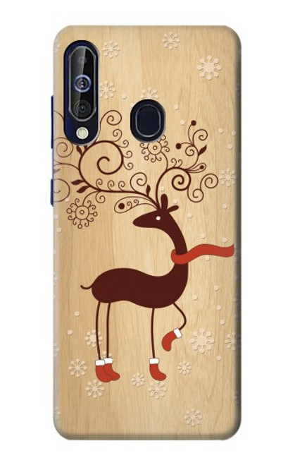 W3081 Wooden Raindeer Graphic Printed Hard Case and Leather Flip Case For Samsung Galaxy A60