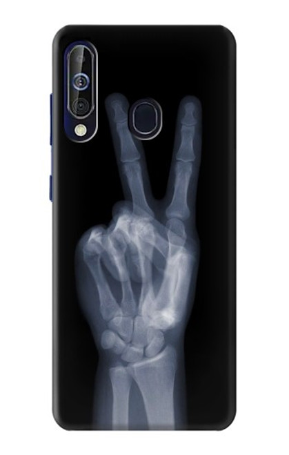 W3101 X-ray Peace Sign Fingers Hard Case and Leather Flip Case For Samsung Galaxy A60