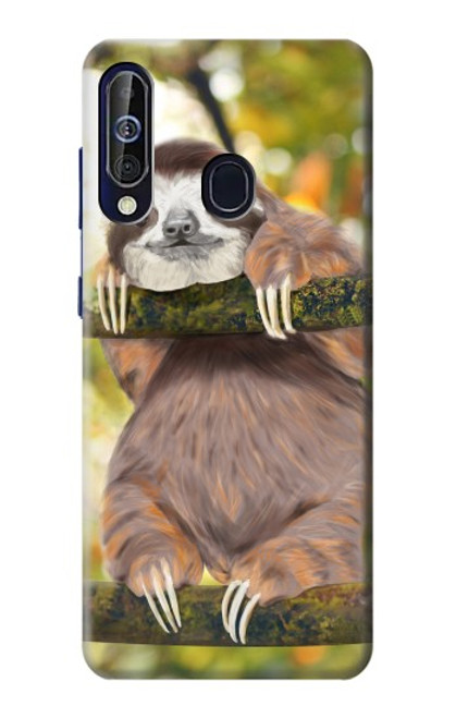 W3138 Cute Baby Sloth Paint Hard Case and Leather Flip Case For Samsung Galaxy A60