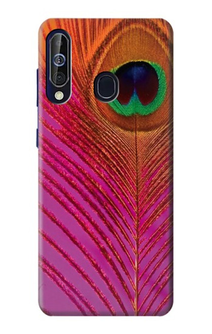 W3201 Pink Peacock Feather Hard Case and Leather Flip Case For Samsung Galaxy A60