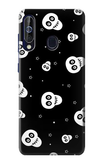 W3261 Smile Skull Halloween Pattern Hard Case and Leather Flip Case For Samsung Galaxy A60