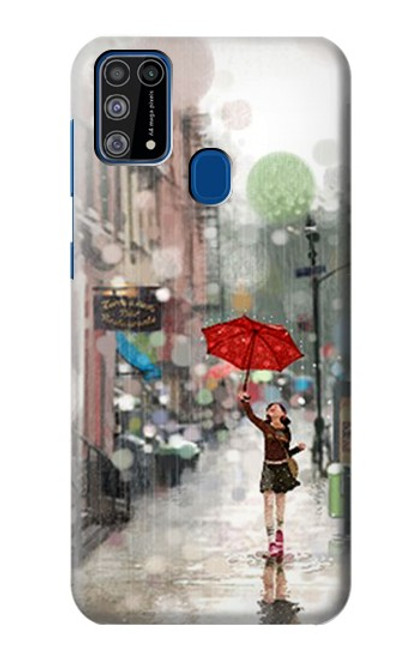 W0108 Girl in The Rain Hard Case and Leather Flip Case For Samsung Galaxy M31