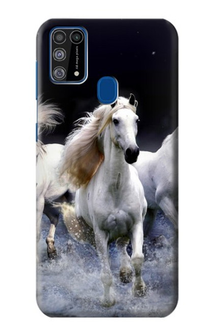 W0246 White Horse Hard Case and Leather Flip Case For Samsung Galaxy M31