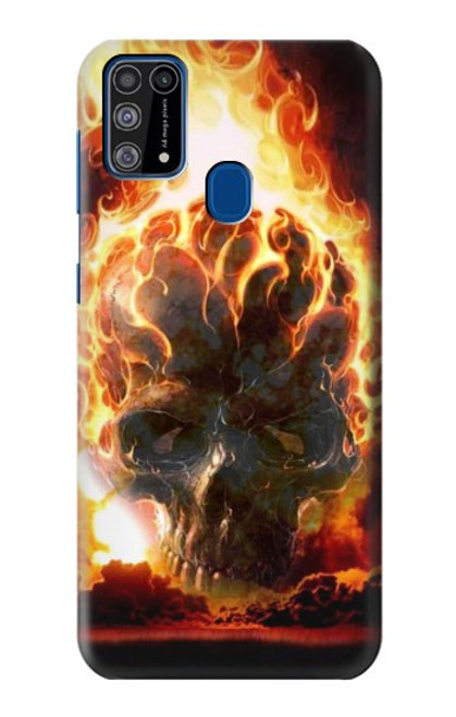 W0863 Hell Fire Skull Hard Case and Leather Flip Case For Samsung Galaxy M31