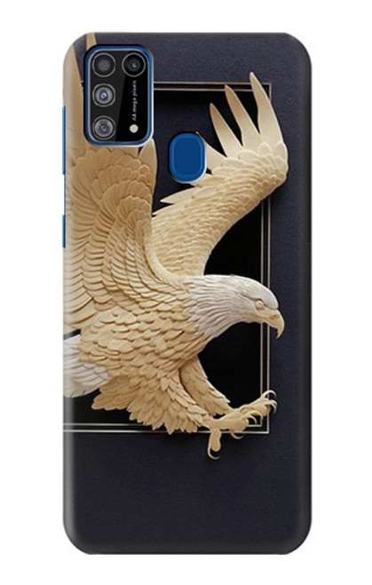 W1383 Paper Sculpture Eagle Hard Case and Leather Flip Case For Samsung Galaxy M31