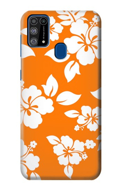 W2245 Hawaiian Hibiscus Orange Pattern Hard Case and Leather Flip Case For Samsung Galaxy M31