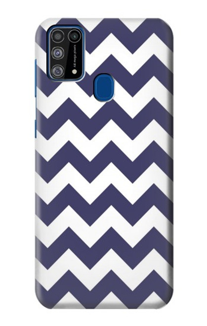 W2345 Navy Blue Shavron Zig Zag Pattern Hard Case and Leather Flip Case For Samsung Galaxy M31