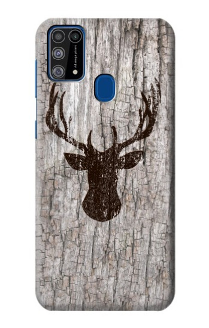 W2505 Reindeer Head Old Wood Texture Graphic Hard Case and Leather Flip Case For Samsung Galaxy M31