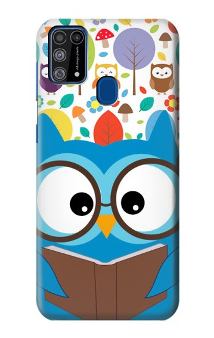 W2521 Cute Nerd Owl Cartoon Hard Case and Leather Flip Case For Samsung Galaxy M31