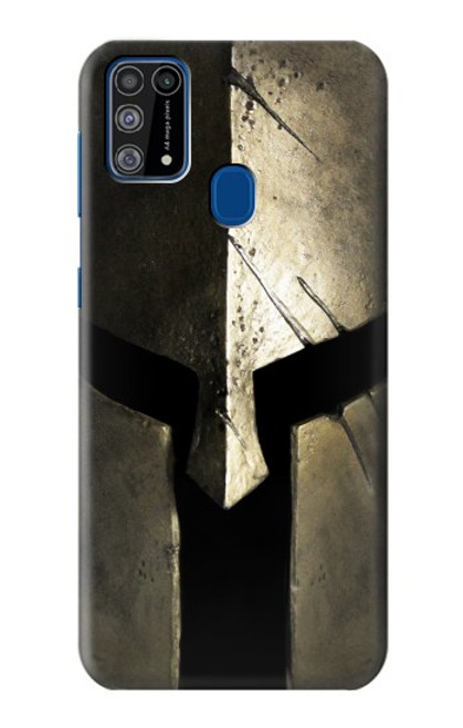 W2673 Spartan Warrior Helmet Hard Case and Leather Flip Case For Samsung Galaxy M31