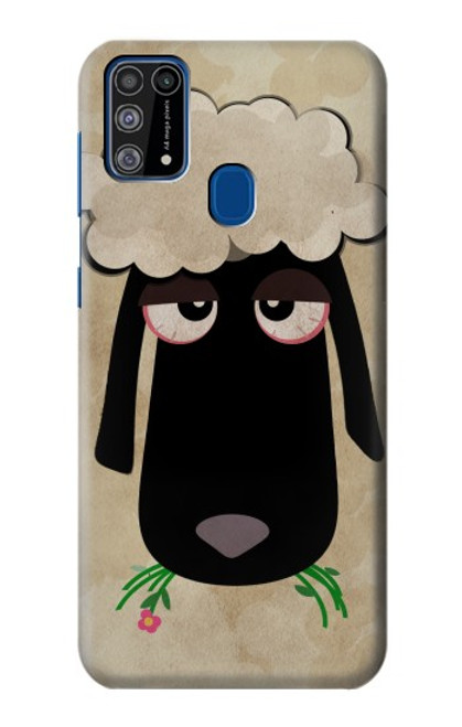 W2826 Cute Cartoon Unsleep Black Sheep Hard Case and Leather Flip Case For Samsung Galaxy M31