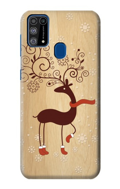 W3081 Wooden Raindeer Graphic Printed Hard Case and Leather Flip Case For Samsung Galaxy M31