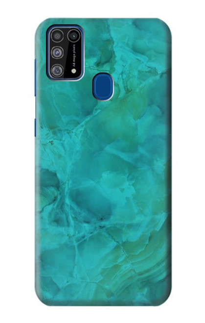 W3147 Aqua Marble Stone Hard Case and Leather Flip Case For Samsung Galaxy M31