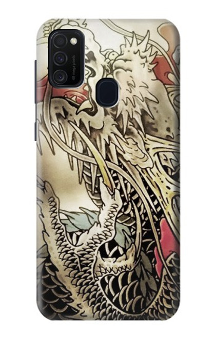 W0122 Yakuza Tattoo Hard Case and Leather Flip Case For Samsung Galaxy M21