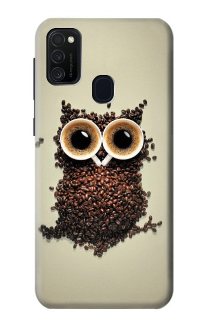 W0360 Coffee Owl Hard Case and Leather Flip Case For Samsung Galaxy M21