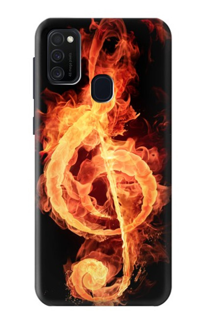 W0493 Music Note Burn Hard Case and Leather Flip Case For Samsung Galaxy M21