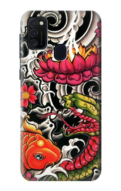 W0605 Yakuza Tattoo Hard Case and Leather Flip Case For Samsung Galaxy M21