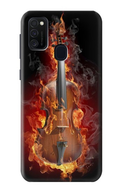 W0864 Fire Violin Hard Case and Leather Flip Case For Samsung Galaxy M21