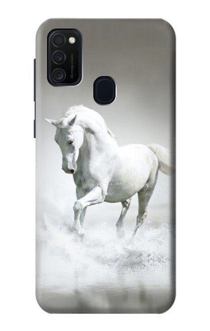 W0932 White Horse Hard Case and Leather Flip Case For Samsung Galaxy M21