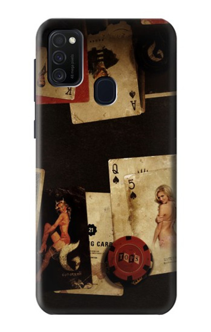 W1069 Old Vintage Sexy Poker Hard Case and Leather Flip Case For Samsung Galaxy M21