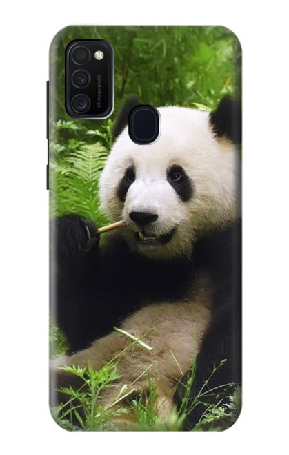W1073 Panda Enjoy Eating Hard Case and Leather Flip Case For Samsung Galaxy M21