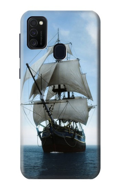 W1096 Sailing Ship in an Ocean Hard Case and Leather Flip Case For Samsung Galaxy M21