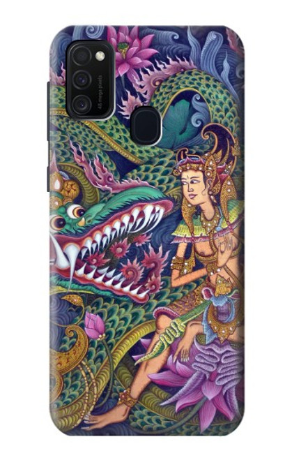 W1240 Bali Painting Hard Case and Leather Flip Case For Samsung Galaxy M21