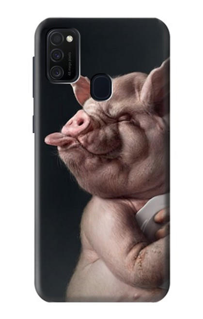 W1273 Crazy Pig Hard Case and Leather Flip Case For Samsung Galaxy M21