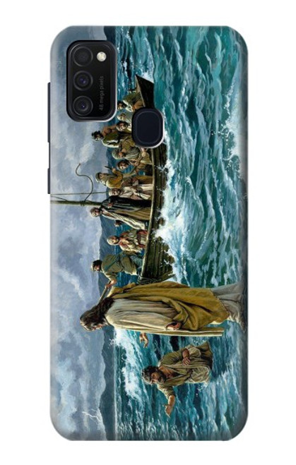 W1722 Jesus Walk on The Sea Hard Case and Leather Flip Case For Samsung Galaxy M21