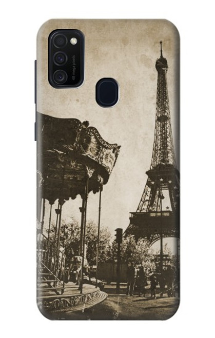 W2174 Eiffel Tower Vintage Paris Hard Case and Leather Flip Case For Samsung Galaxy M21