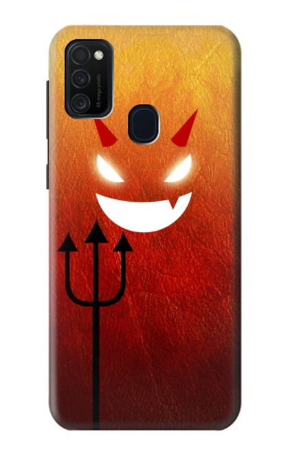 W2454 Red Cute Little Devil Cartoon Hard Case and Leather Flip Case For Samsung Galaxy M21