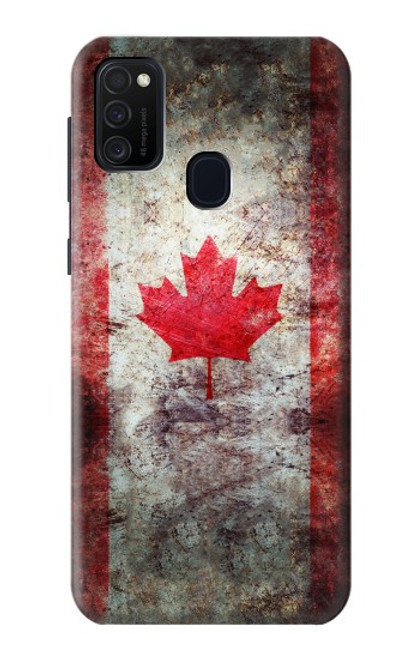 W2490 Canada Maple Leaf Flag Texture Hard Case and Leather Flip Case For Samsung Galaxy M21