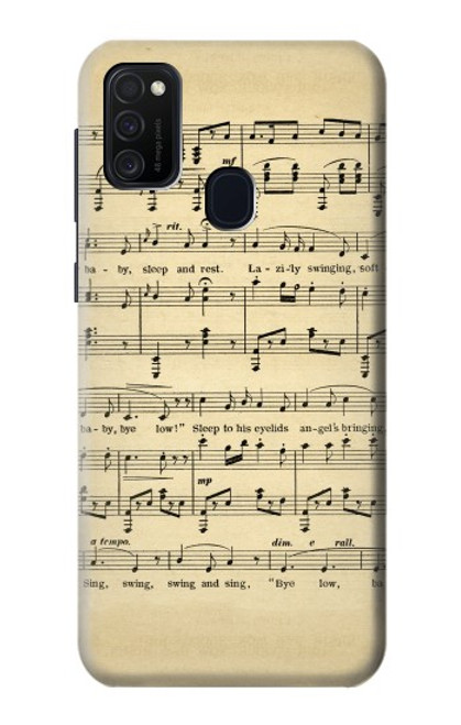 W2504 Vintage Music Sheet Hard Case and Leather Flip Case For Samsung Galaxy M21