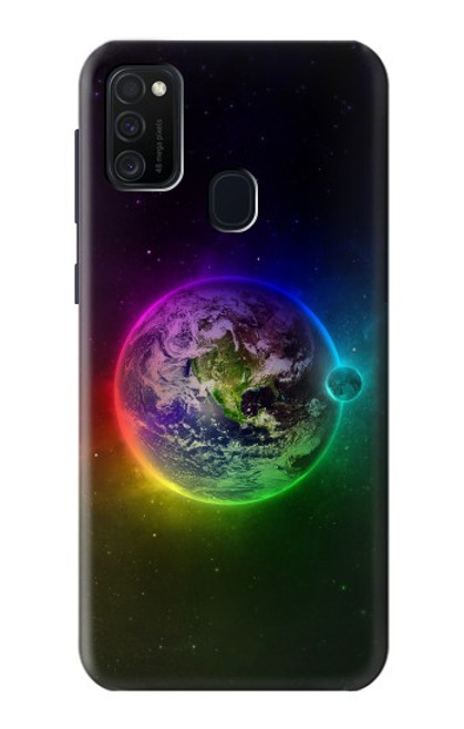 W2570 Colorful Planet Hard Case and Leather Flip Case For Samsung Galaxy M21