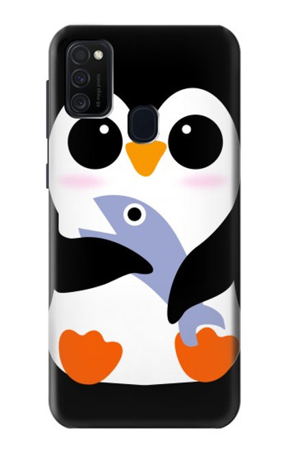 W2631 Cute Baby Penguin Hard Case and Leather Flip Case For Samsung Galaxy M21