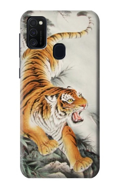 W2751 Chinese Tiger Brush Painting Hard Case and Leather Flip Case For Samsung Galaxy M21