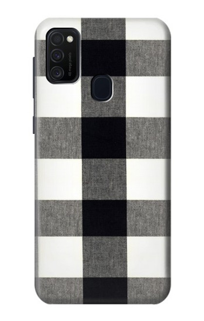 W2842 Black and White Buffalo Check Pattern Hard Case and Leather Flip Case For Samsung Galaxy M21