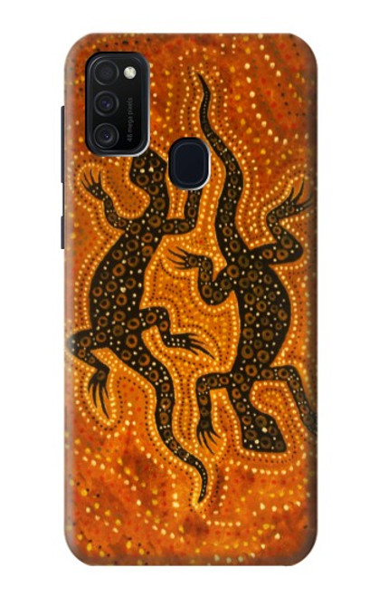 W2901 Lizard Aboriginal Art Hard Case and Leather Flip Case For Samsung Galaxy M21