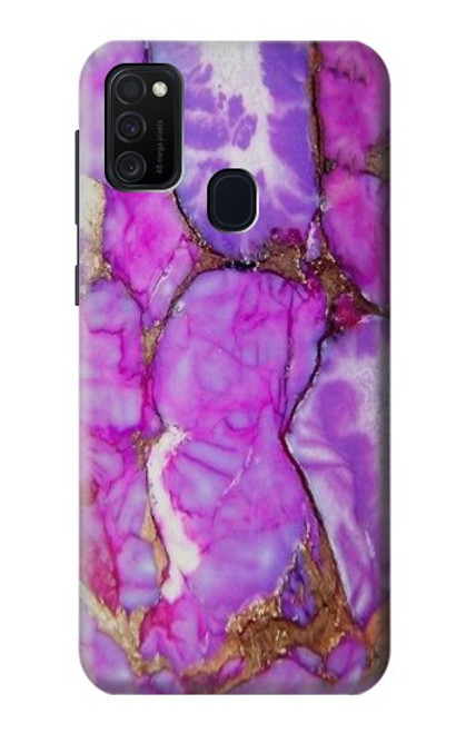 W2907 Purple Turquoise Stone Hard Case and Leather Flip Case For Samsung Galaxy M21