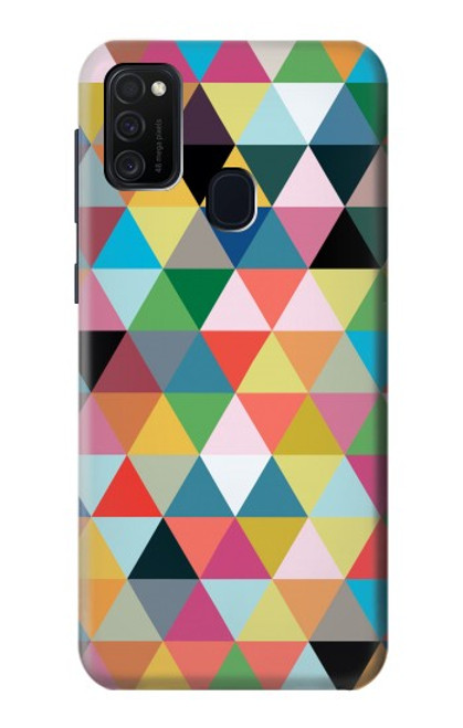 W3049 Triangles Vibrant Colors Hard Case and Leather Flip Case For Samsung Galaxy M21