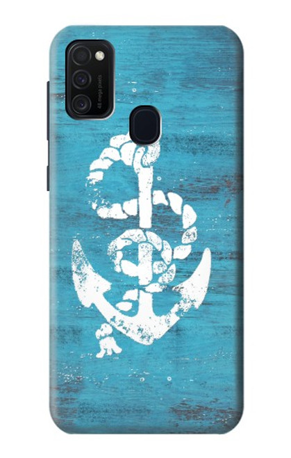 W3053 Marine Anchor Blue Hard Case and Leather Flip Case For Samsung Galaxy M21