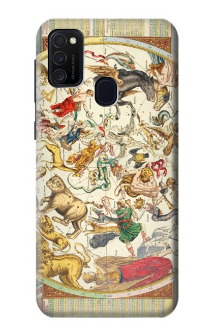 W3145 Antique Constellation Star Sky Map Hard Case and Leather Flip Case For Samsung Galaxy M21