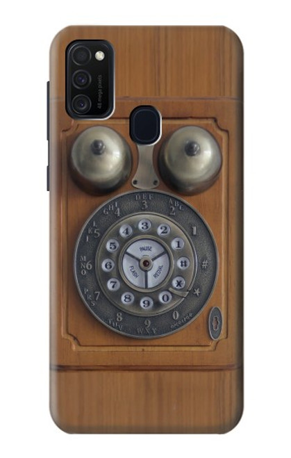 W3146 Antique Wall Retro Dial Phone Hard Case and Leather Flip Case For Samsung Galaxy M21