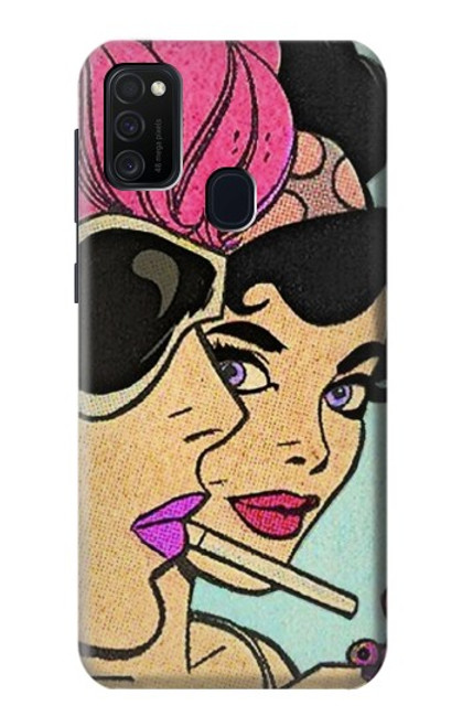 W3171 Girls Pop Art Hard Case and Leather Flip Case For Samsung Galaxy M21