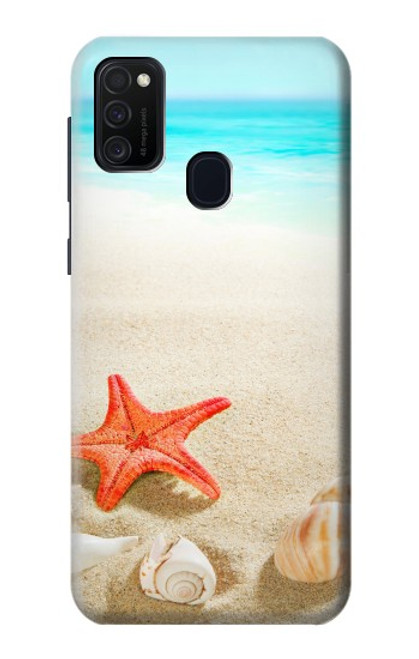 W3212 Sea Shells Starfish Beach Hard Case and Leather Flip Case For Samsung Galaxy M21